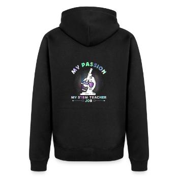 STEM Teacher My Passion My STEM Computer Science - Unisex Premium Bio Zip Hoodie - Schwarz - Hinten - Nico (187cm)