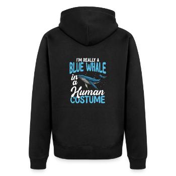 Blue whale in human costume funny - Unisex Premium Organic Zip Hoodie - black - Back - Nico (187cm)