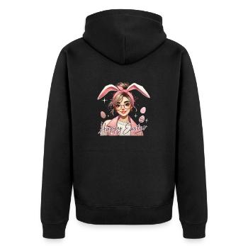 Joyeuses Pâques Fille avec des oreilles de lapin - Veste à capuche bio Premium Unisexe - noir - Dos - Nico (187cm)