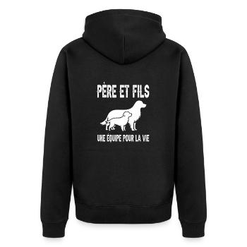 Father and Son Dog Dad Father's Day - Unisex Premium Organic Zip Hoodie - black - Back - Nico (187cm)