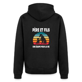 Father and Son Dog Vintage Dad Duo Father's Day - Unisex Premium Organic Zip Hoodie - black - Back - Nico (187cm)