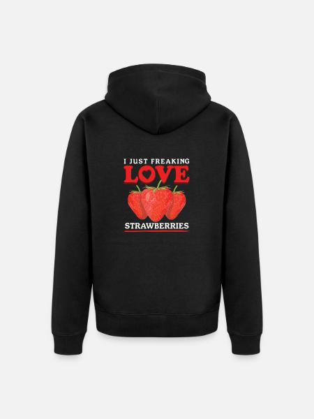 Erdbeeren Strawberry Erdbeere Geschenke - Unisex Premium Bio Zip Hoodie - Schwarz