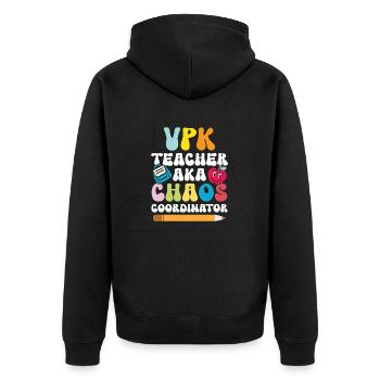 Vpk -lehrer Aka Chaos -koordinator - Unisex Premium Bio Zip Hoodie - Schwarz - Hinten - Nico (187cm)