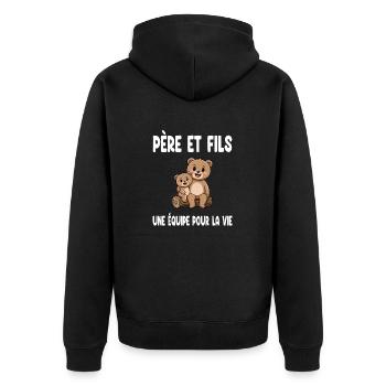 Father and Son Bear Daddy Duo Matching Father's Day - Unisex Premium Organic Zip Hoodie - black - Back - Nico (187cm)