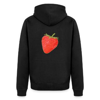 Erdbeeren Erdbeere Strawberry Geschenk - Unisex Premium Bio Zip Hoodie - Schwarz - Hinten - Nico (187cm)