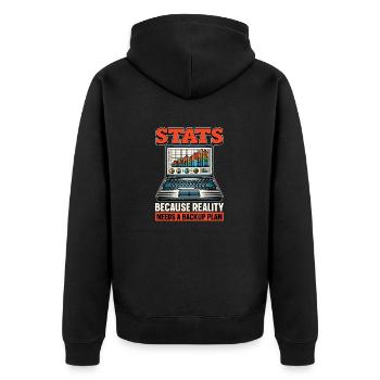 Statistician Stats Because Reality Data Analysis - Unisex Premium Bio Zip Hoodie - Schwarz - Hinten - Nico (187cm)