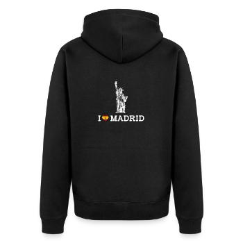 J’aime Madrid Espagne Coeur Drapeau Statue De La Liberté - Veste à capuche bio Premium Unisexe - noir - Dos - Nico (187cm)