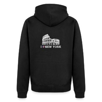 New York Liebhaber Flagge der Vereinigten Staaten Kolosseum Herz - Unisex Premium Bio Zip Hoodie - Schwarz - Hinten - Nico (187cm)
