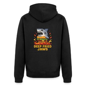 Burger frit Jaws Pixel Shark - Veste à capuche bio Premium Unisexe - noir - Dos - Nico (187cm)