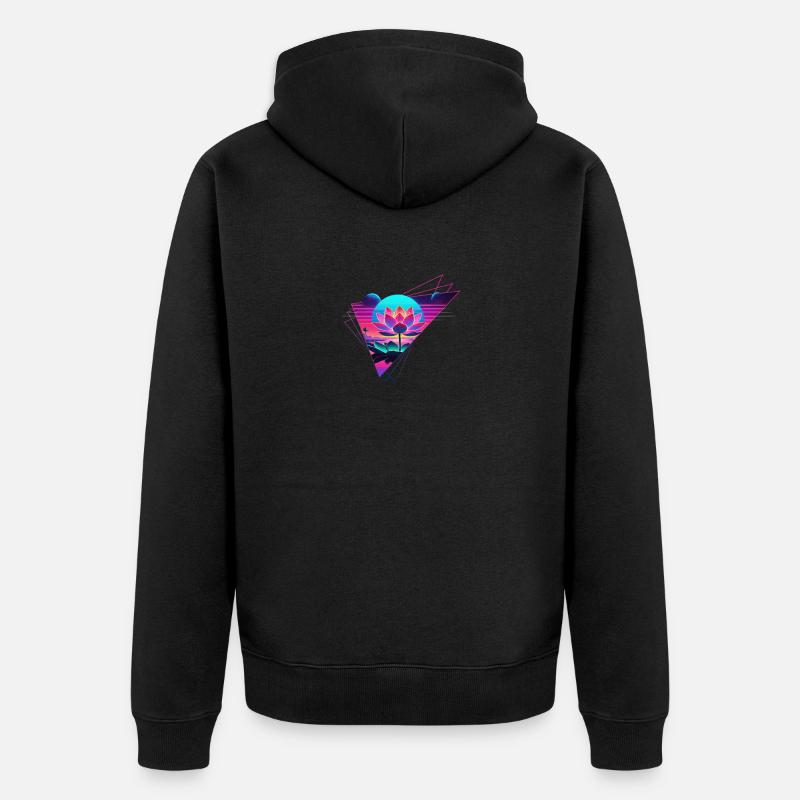 Vague rétro Lotus Triangle - Veste à capuche bio Premium Unisexe - noir