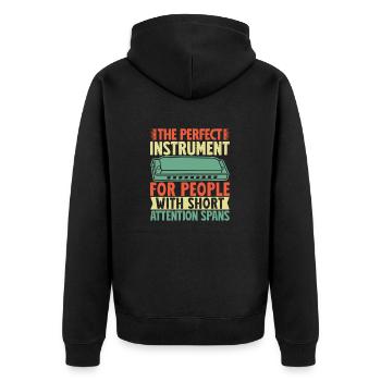 Funny Harmonica Player For People - Unisex Premium Organic Zip Hoodie - black - Back - Nico (187cm)