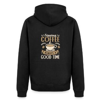 Café Profitez toujours d’un bon moment Café - Veste à capuche bio Premium Unisexe - noir - Dos - Nico (187cm)