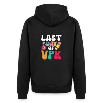 Letzter Tag Von Vpk - Unisex Premium Bio Zip Hoodie - Schwarz - Hinten - Nico (187cm)