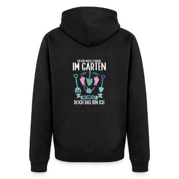 Ich Bin Nicht Ständig Im Garten Gärtner Gärtnerin - Unisex Premium Bio Zip Hoodie - Schwarz - Hinten - Nico (187cm)