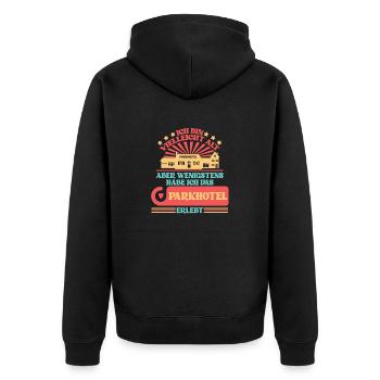 Heiligenhafen Parkhotel Heiligenhafener - Unisex Premium Bio Zip Hoodie - Schwarz - Hinten - Nico (187cm)