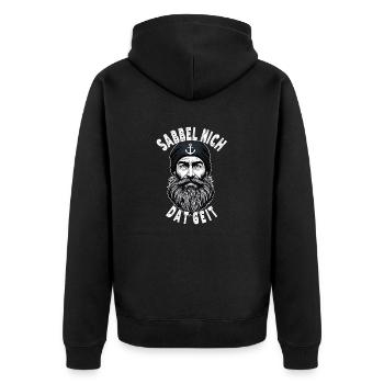 Ostfriesische Nordsee Seemann Sabbel Nich Dat Geit - Unisex Premium Bio Zip Hoodie - Schwarz - Hinten - Nico (187cm)