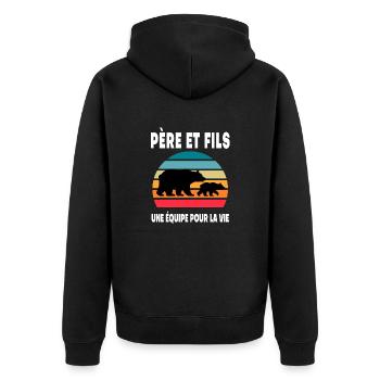 Father and Son Bear Vintage Dad Duo Father's Day - Unisex Premium Organic Zip Hoodie - black - Back - Nico (187cm)