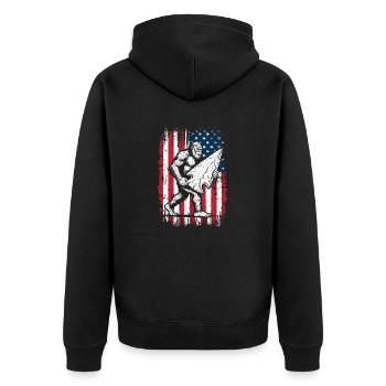 Bigfoot Arrowhead Arrowheads US Flag - Unisex Premium Organic Zip Hoodie - black - Back - Nico (187cm)