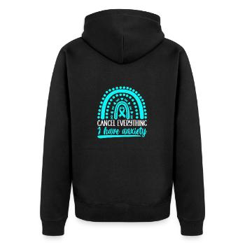 Anxiety disorder Anxiety disorder - Unisex Premium Organic Zip Hoodie - black - Back - Nico (187cm)