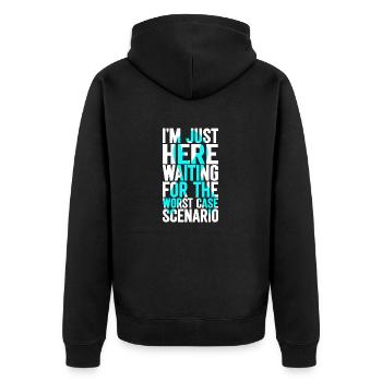 Angststörung Anxiety disorder - Unisex Premium Bio Zip Hoodie - Schwarz - Hinten - Nico (187cm)