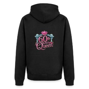 60th Birthday Queen Krone und Sterne - Unisex Premium Bio Zip Hoodie - Schwarz - Hinten - Nico (187cm)