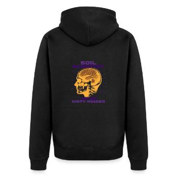 Soil Science We're Dirty Minded - Unisex Premium Organic Zip Hoodie - black - Back - Nico (187cm)
