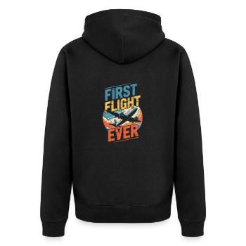 First time flying Travel Memory Sky - Unisex Premium Organic Zip Hoodie - black - Back - Nico (187cm)