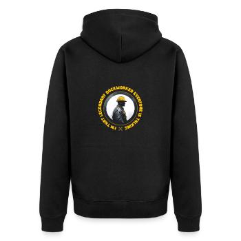 Hafenarbeiter Legendary Dockworker - Unisex Premium Bio Zip Hoodie - Schwarz - Hinten - Nico (187cm)