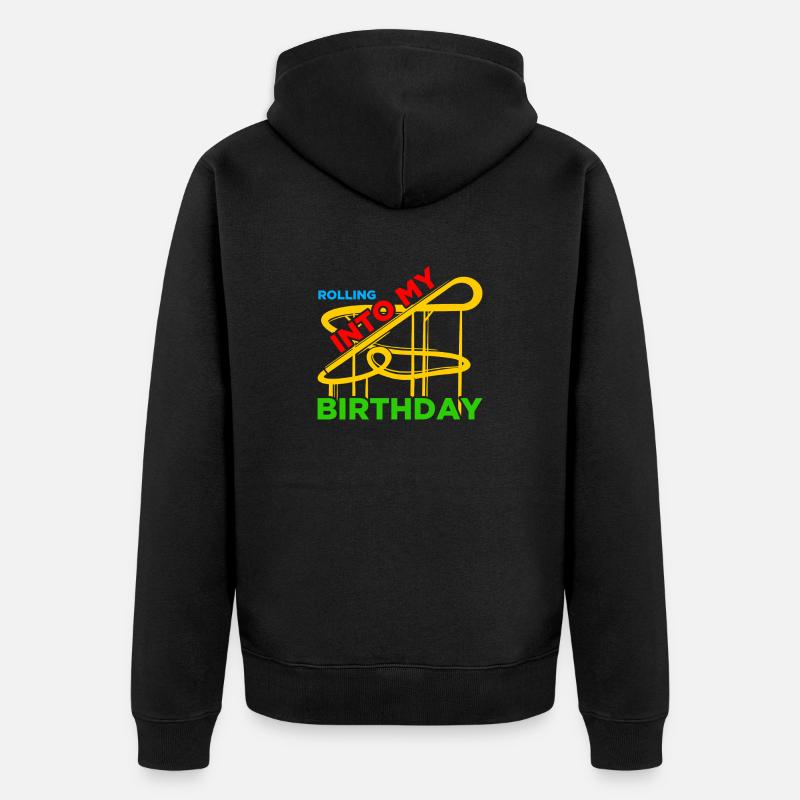 Rolling into Freizeitpark Rollercoaster Achterbahn - Unisex Premium Bio Zip Hoodie - Schwarz