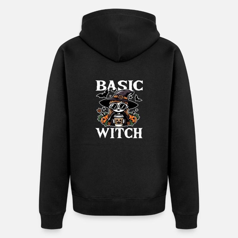 BASIC WITCH - HALLOWEEN GIFT - Unisex Premium Organic Zip Hoodie - black
