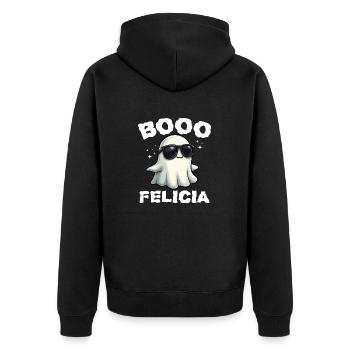 BOO FELICIA - HALLOWEEN GIFT - Unisex Premium Organic Zip Hoodie - black - Back - Nico (187cm)