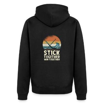 Graphiques de hockey Stick Together Win Together - Veste à capuche bio Premium Unisexe - noir - Dos - Nico (187cm)