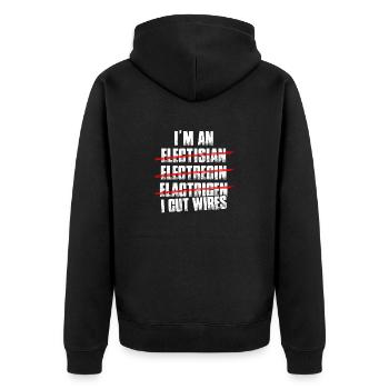 I cut wires Elektriker - Unisex Premium Bio Zip Hoodie - Schwarz - Hinten - Nico (187cm)