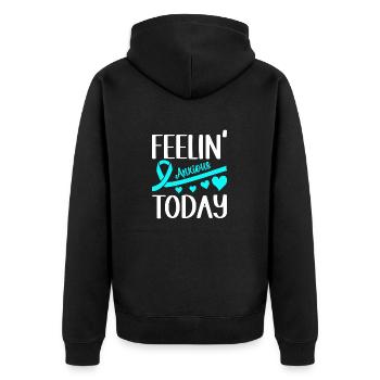 Angststörung Anxiety disorder - Unisex Premium Bio Zip Hoodie - Schwarz - Hinten - Nico (187cm)
