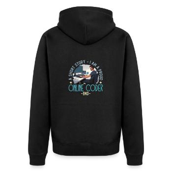Online Coder A Short Story I Am A Web Developer - Unisex Premium Bio Zip Hoodie - Schwarz - Hinten - Nico (187cm)