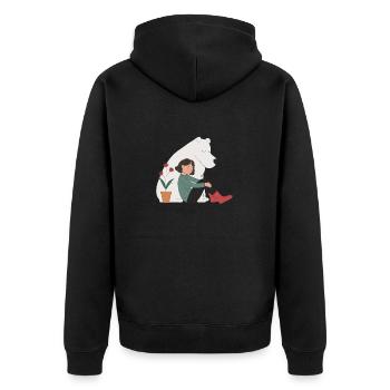 Friendship Between Man and Bear - Harmony - Unisex Premium Organic Zip Hoodie - black - Back - Nico (187cm)