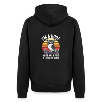 I ́M A Hoot Wise, Wild And Weird - Unisex Premium Organic Zip Hoodie - black - Back - Nico (187cm)