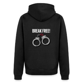 BREAK FREE - Unisex Premium Organic Zip Hoodie - black - Back - Nico (187cm)