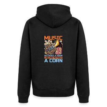 Musique de cor français sans instrument à vent Musicien - Veste à capuche bio Premium Unisexe - noir - Dos - Nico (187cm)