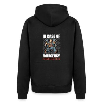 French Horn In Case Of Emergency Save Brass Band - Unisex Premium Bio Zip Hoodie - Schwarz - Hinten - Nico (187cm)