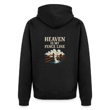 Christian Homesteader Faith Farming Lural Life - Unisex Premium Organic Zip Hoodie - black - Back - Nico (187cm)