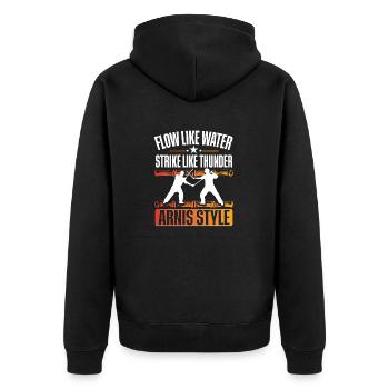 Escrima Arnis Kampfsport - Unisex Premium Bio Zip Hoodie - Schwarz - Hinten - Nico (187cm)