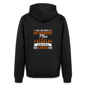 Funny Retirement Plan Chess Saying - Unisex Premium Organic Zip Hoodie - black - Back - Nico (187cm)