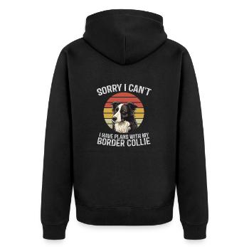 Tut mir leid, ich kann nicht, ich habe Pläne mit meiner Grenze - Unisex Premium Bio Zip Hoodie - Schwarz - Hinten - Nico (187cm)