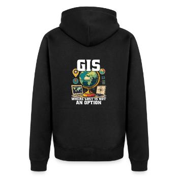 Geografische Informationssysteme - Unisex Premium Bio Zip Hoodie - Schwarz - Hinten - Nico (187cm)