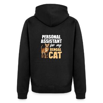 Persönlicher Assistent Für Meine Bengal Cat - Unisex Premium Bio Zip Hoodie - Schwarz - Hinten - Nico (187cm)