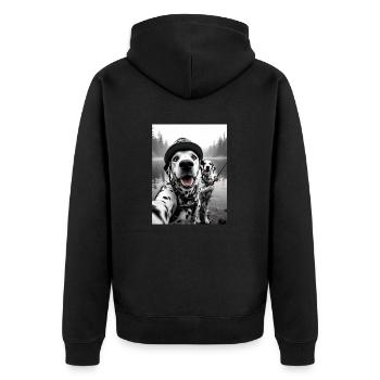 Fischerei Dalmatiner Hund Selfie - Unisex Premium Bio Zip Hoodie - Schwarz - Hinten - Nico (187cm)