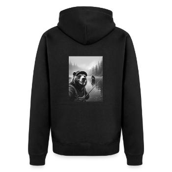 Selfie d’ours de pêche - Veste à capuche bio Premium Unisexe - noir - Dos - Nico (187cm)