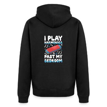 I play harmonica beyond my life - Unisex Premium Organic Zip Hoodie - black - Back - Nico (187cm)