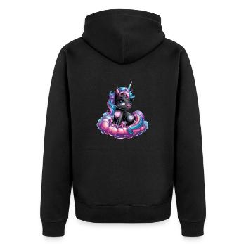 Magical Unicorn on Clouds with Heart Motifs for - Unisex Premium Organic Zip Hoodie - black - Back - Nico (187cm)